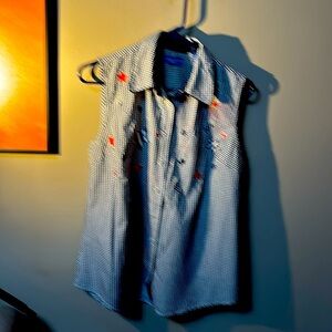 Karen Scott Black and White Casual Button Down Shirt